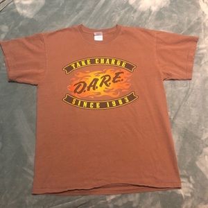 Dare flames fire brown t shirt streetwear